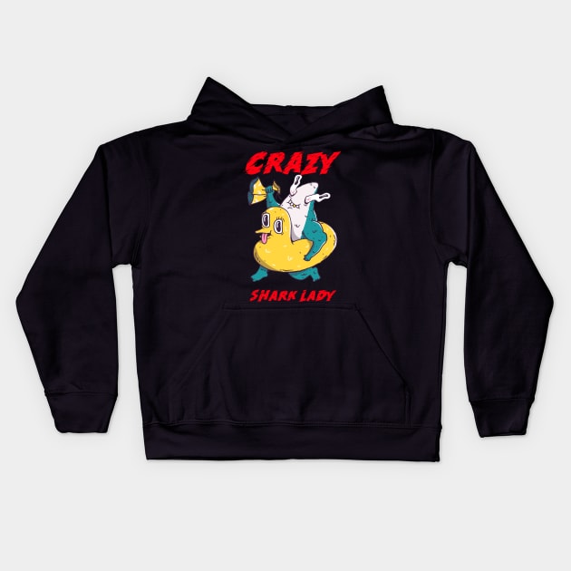 Crazy Shark Lady Kids Hoodie by ZenCloak